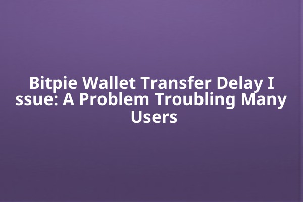 Bitpie Wallet Transfer Delay Issue: A Problem Troubling Many Users