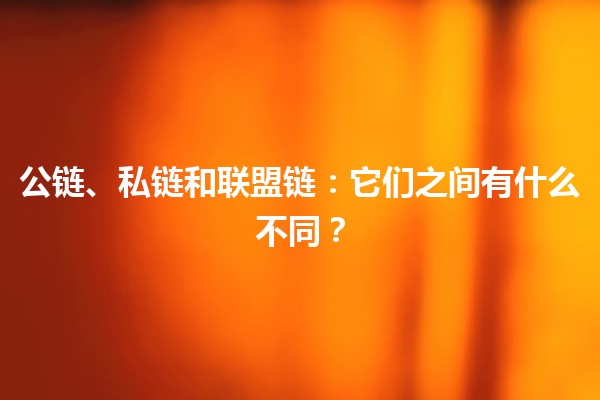 公链、私链和联盟链：它们之间有什么不同？🔗💻