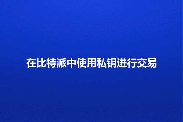 在比特派中使用私钥进行交易🔑💰